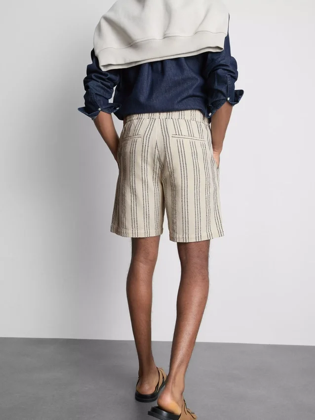 Textured stripe bermuda shorts
