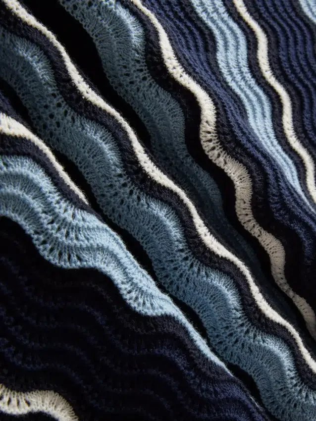 Textured stripe knit polo shirt