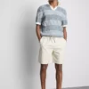 Textured stripe knitted polo shirt