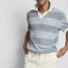 Textured stripe knitted polo shirt