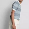 Textured stripe knitted polo shirt