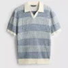 Textured stripe knitted polo shirt