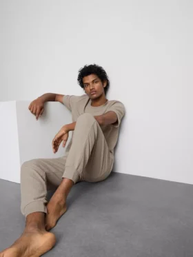Textured stripe pajama bottoms