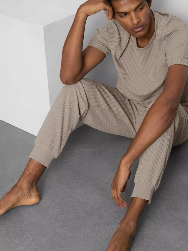 Textured stripe pajama bottoms