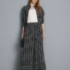 Textured stripe wide leg pants