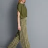 Textured stripe wide leg pants