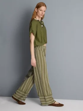 Textured stripe wide leg pants