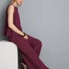 Textured stripe wide leg pants