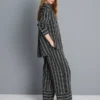 Textured stripe wide leg pants