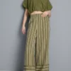 Textured stripe wide leg pants