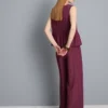 Textured stripe wide leg pants