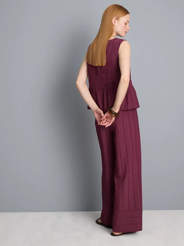 Textured stripe wide leg pants