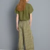 Textured stripe wide leg pants