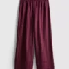 Textured stripe wide leg pants