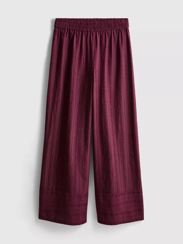 Textured stripe wide leg pants