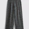 Textured stripe wide leg pants