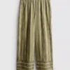 Textured stripe wide leg pants
