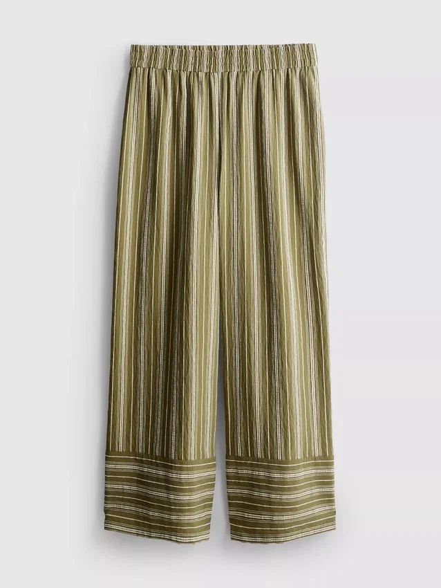 Textured stripe wide leg pants