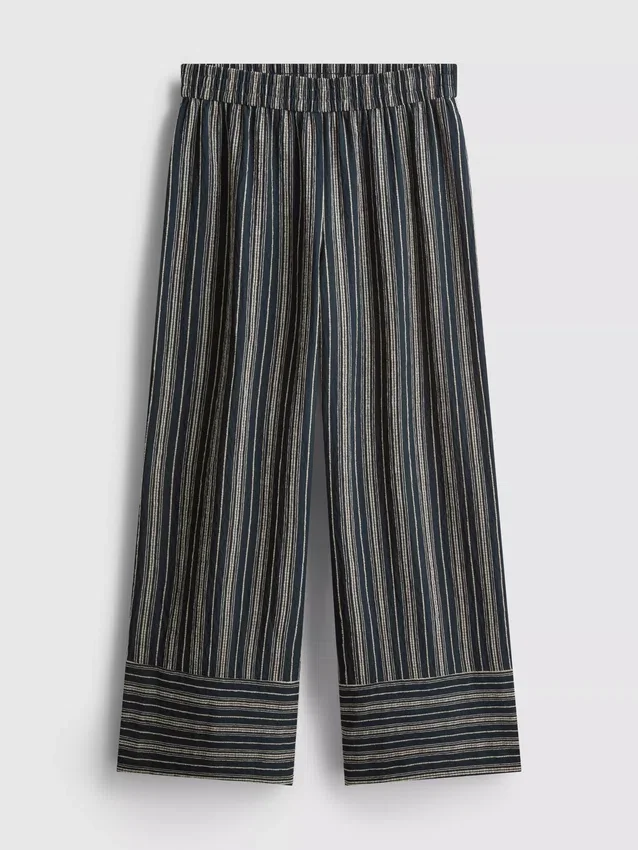 Textured stripe wide leg pants