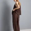Textured wide leg drawstring pants