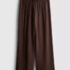 Textured wide leg drawstring pants