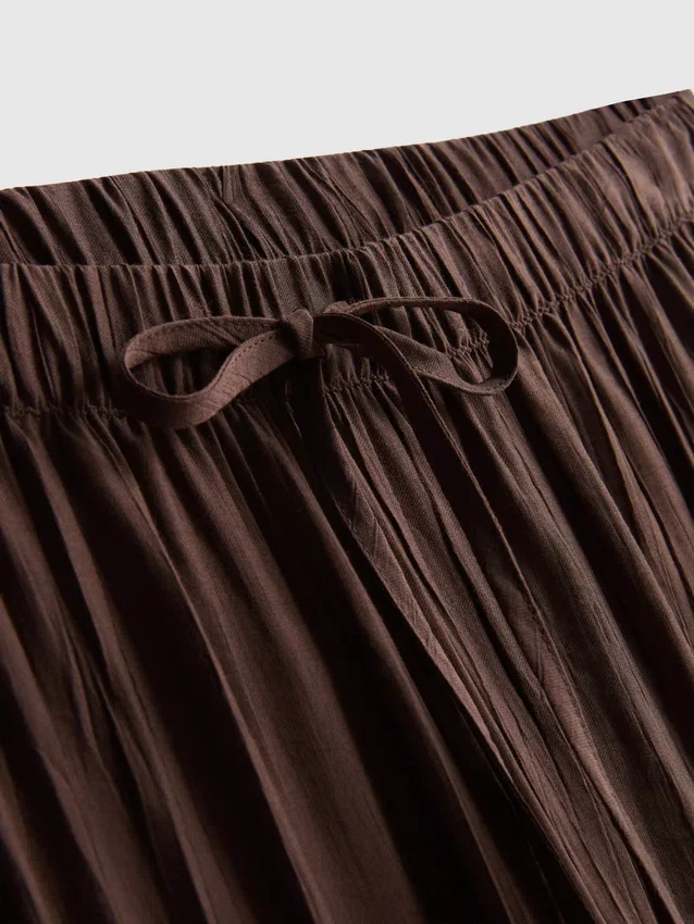 Textured wide leg drawstring pants