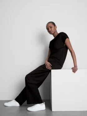 Textured wide leg pants