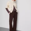 Textured wide leg pants