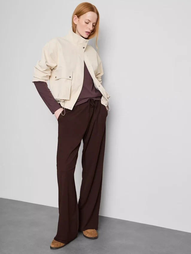 Textured wide leg pants