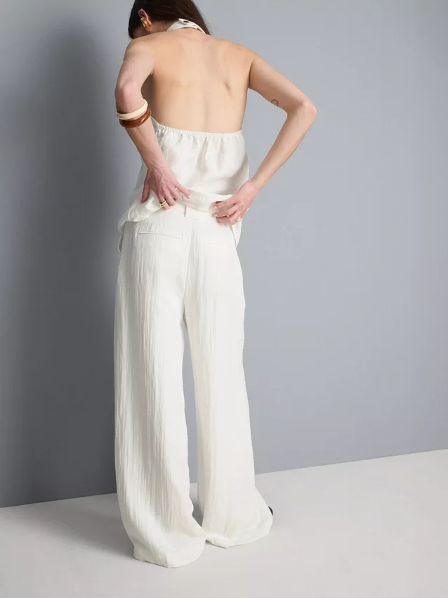 Textured wide leg pants