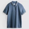 Textured zip-neck polo shirt