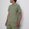Textured zip-neck polo shirt