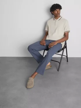 Textured zip-neck polo shirt