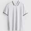Textured zip-neck polo shirt