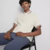 Textured zip-neck polo shirt