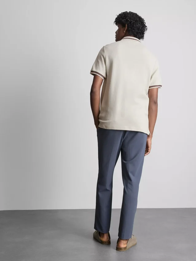Textured zip-neck polo shirt
