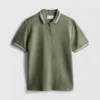 Textured zip-neck polo shirt