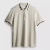 Textured zip-neck polo shirt