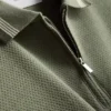 Textured zip-neck polo shirt