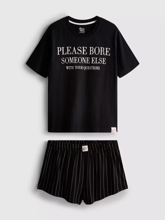The devil wears prada slogan shorty pajamas