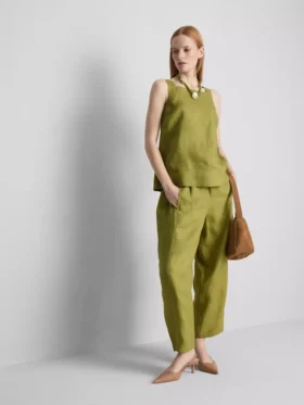 The edit a-line wide-strap linen top