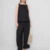 The edit a-line wide-strap linen top