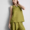 The edit a-line wide-strap linen top