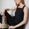 The edit a-line wide-strap linen top