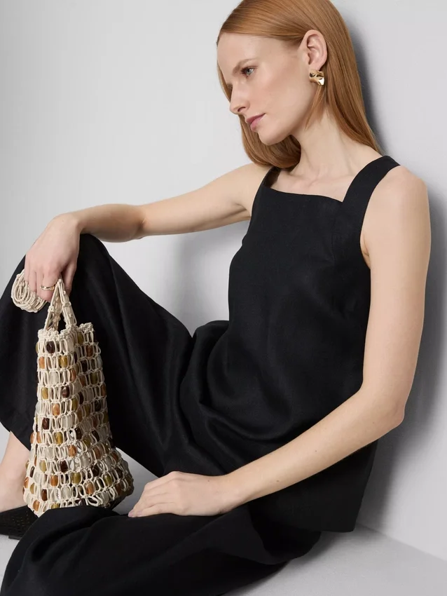 The edit a-line wide-strap linen top