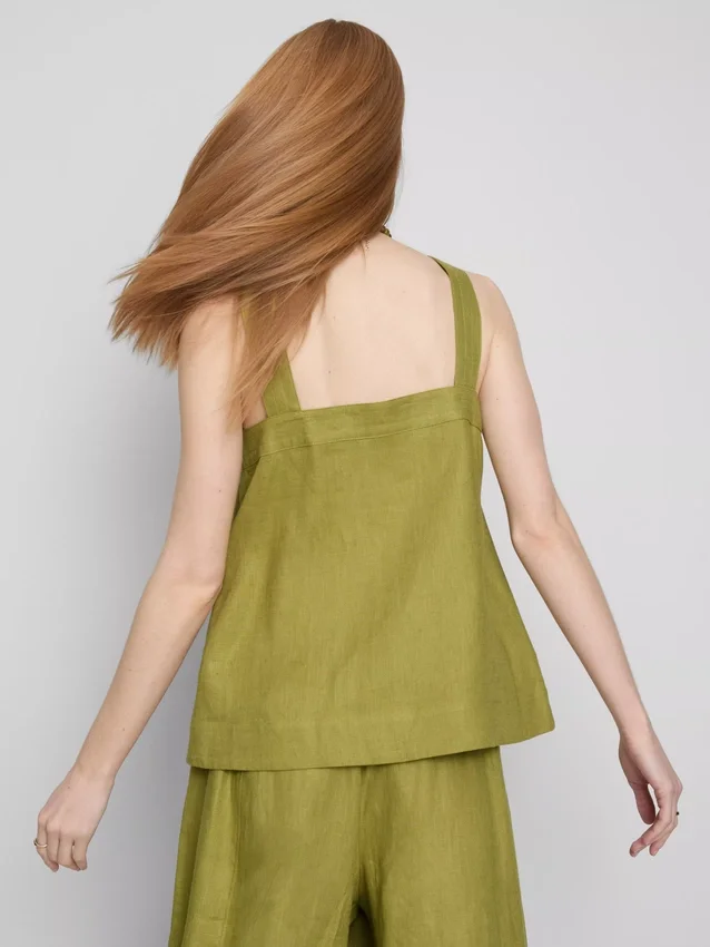 The edit a-line wide-strap linen top