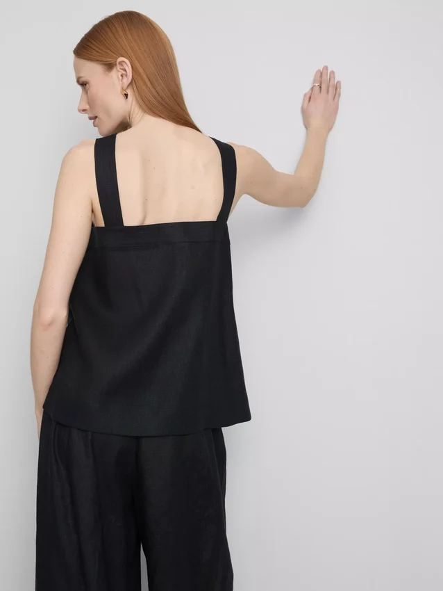 The edit a-line wide-strap linen top