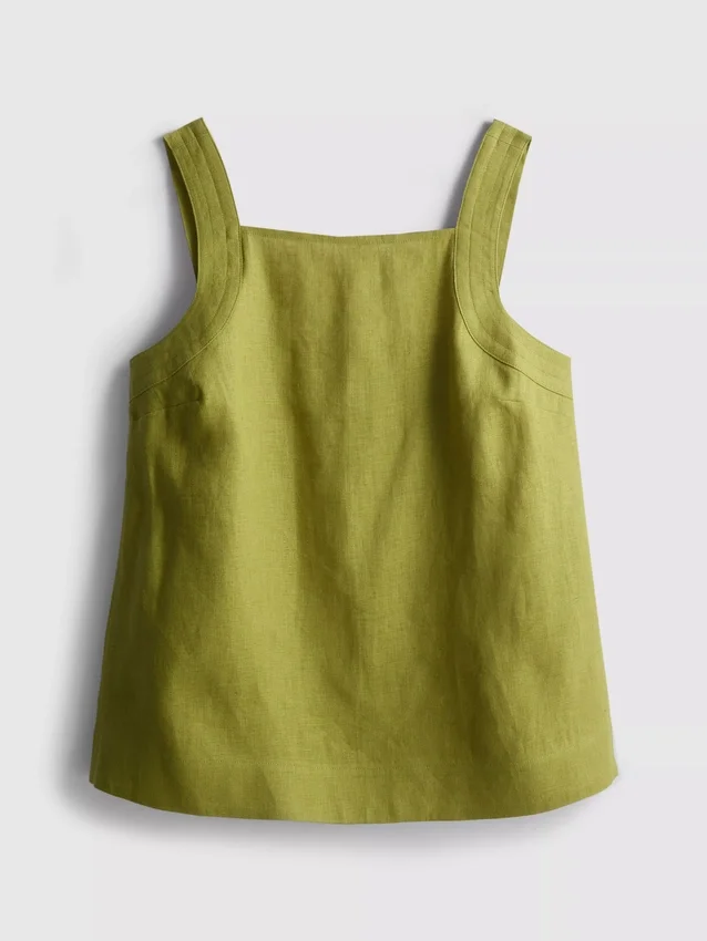 The edit a-line wide-strap linen top