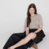 The edit circle cotton midi skirt