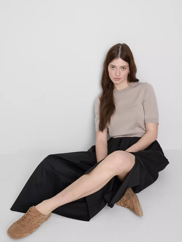 The edit circle cotton midi skirt